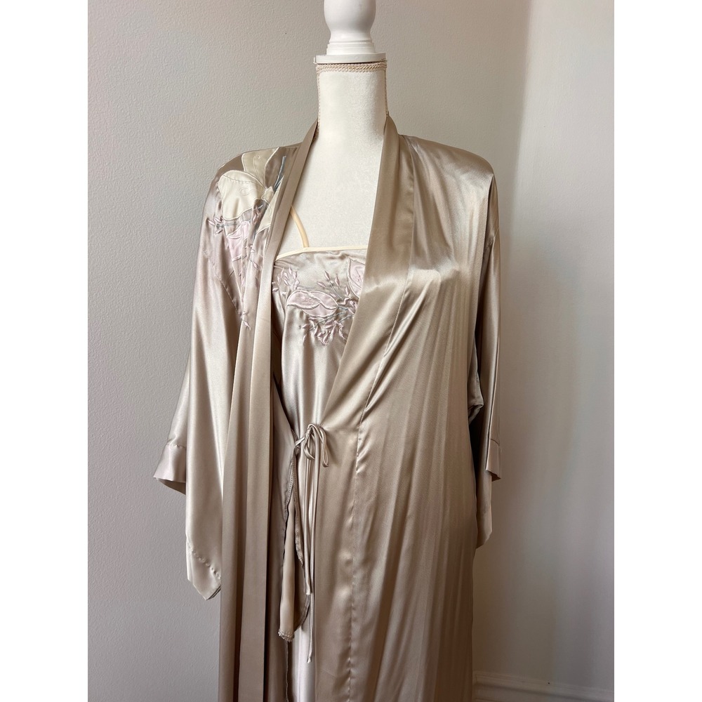 Vintage Champagne Natori nightgown peignoir and robe set Y2K size petite